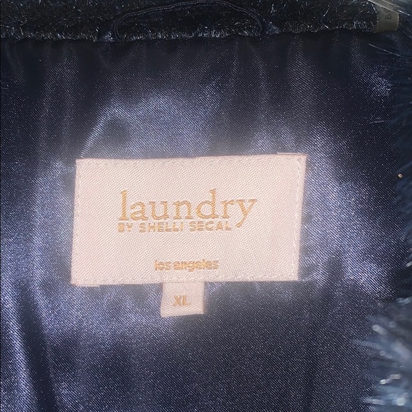 Laundry by Shelli Segal - Navy Fur Coat - Picture 3 of 10